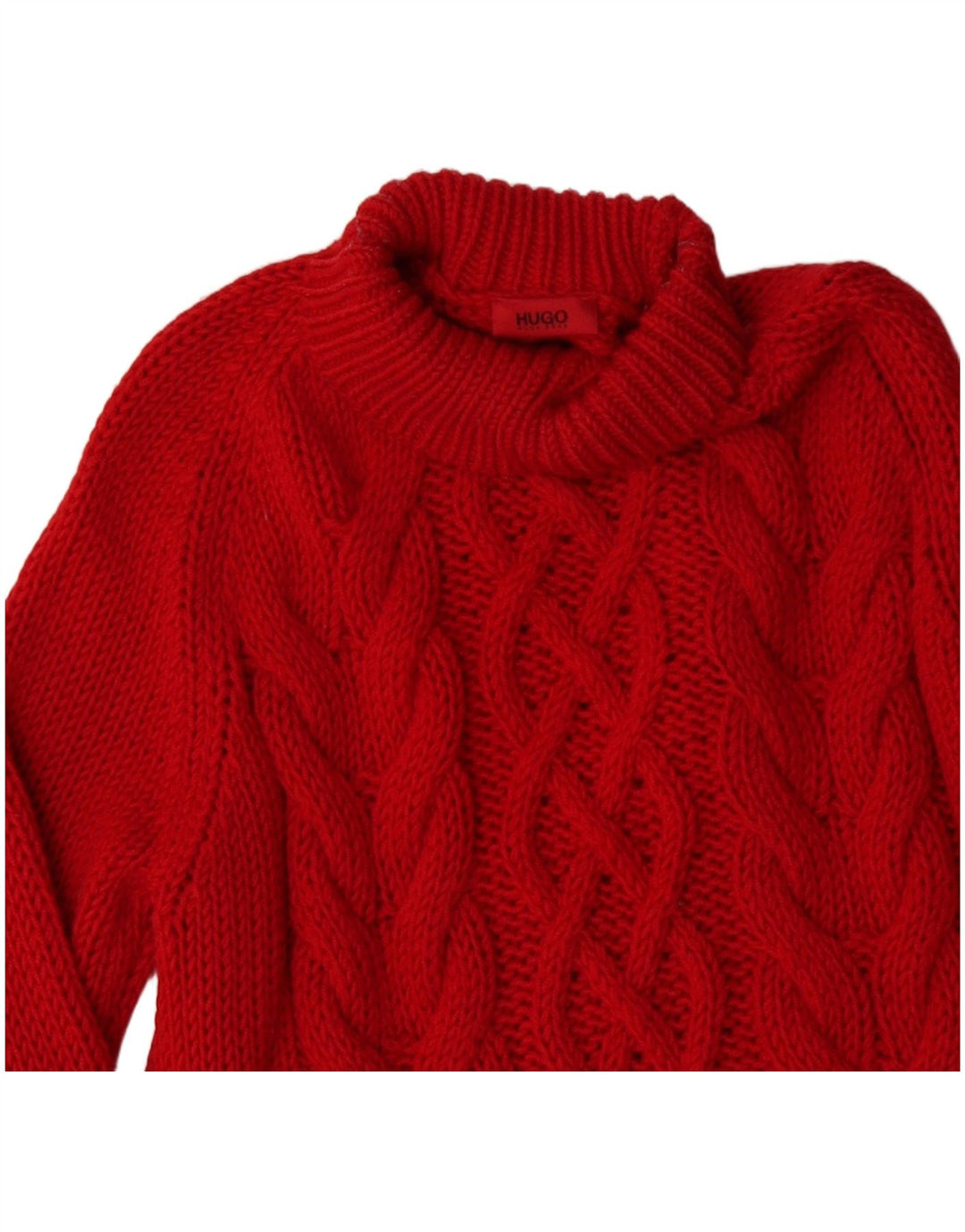 Женский джемпер с высоким воротником HUGO BOSS UK 16, большой красный, шерсть