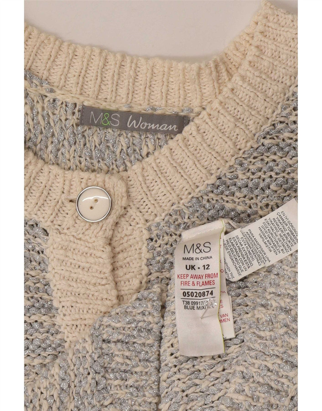 Женский кардиган Marks & Spencer UK 12, средний серебристый в крапинку