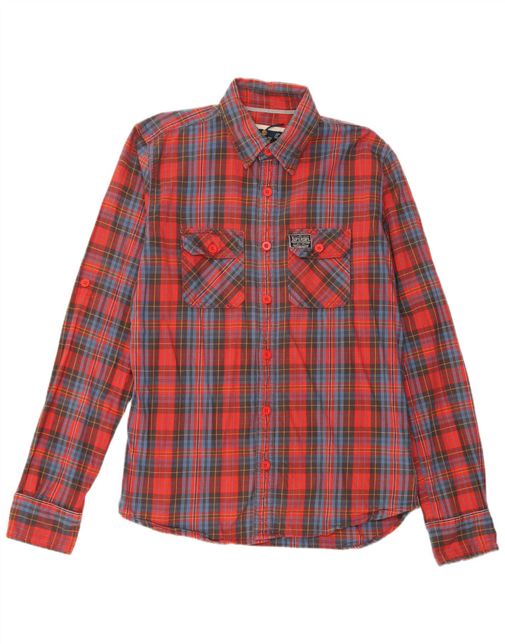 Мужская фланелевая рубашка Superdry XL, хлопковая красная клетка