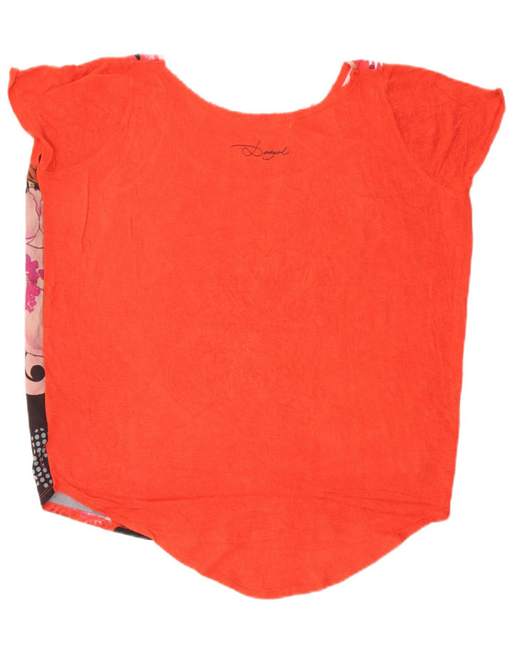 Женская футболка оверсайз Desigual Crazy Pattern Top UK 10, маленькая красная с цветочным принтом