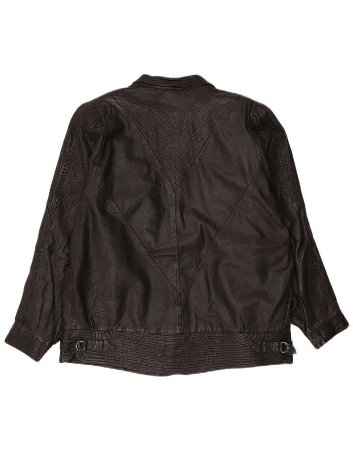 Женская кожаная куртка оверсайз VINTAGE UK 20 2XL, черная