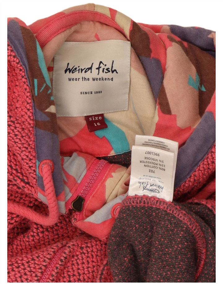 Женский свитер с капюшоном на молнии WEIRD FISH UK 16, большой розовый хлопок