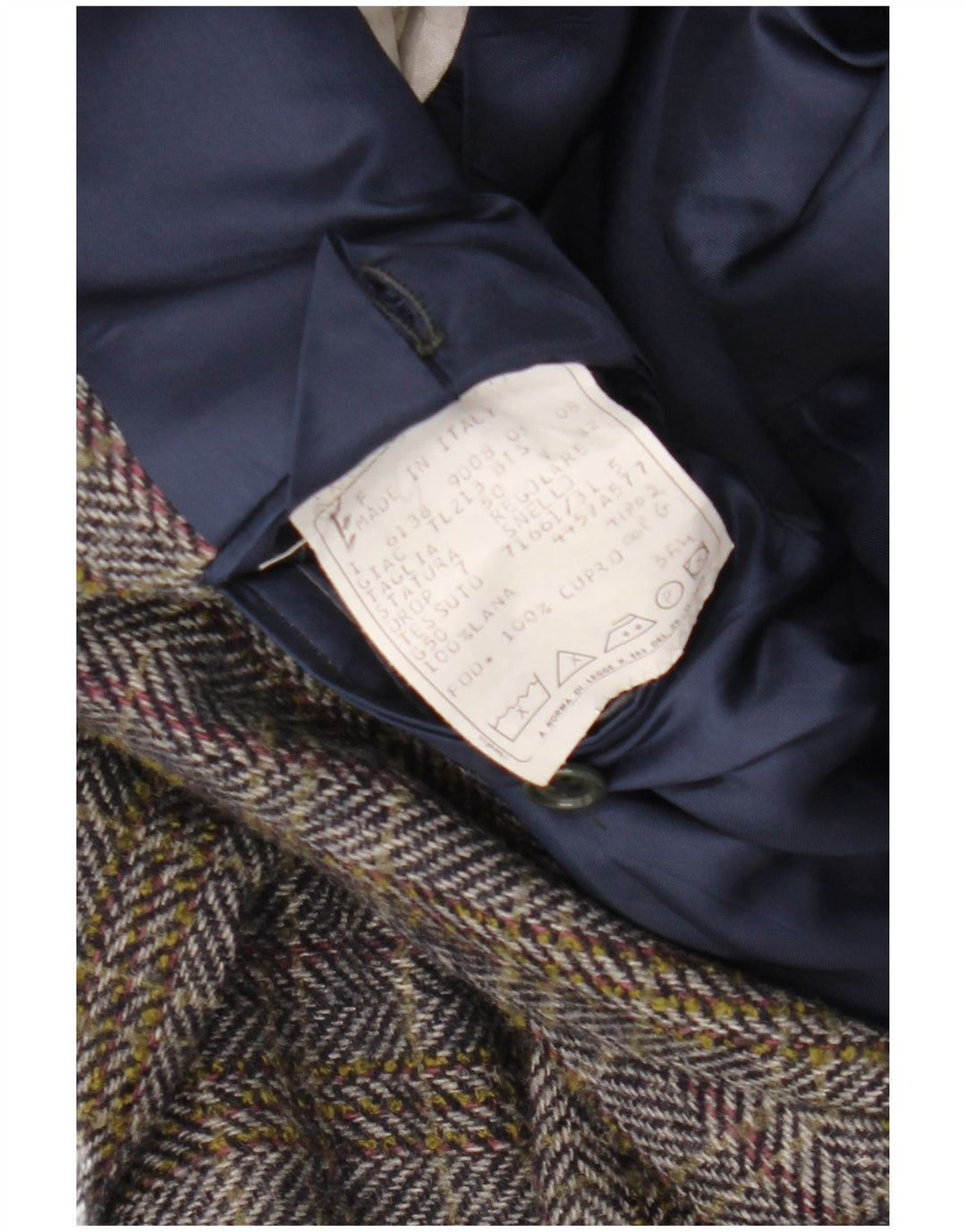 Винтажный мужской пиджак IT 50, большой разноцветный шерстяной узор с рисунком «елочка»