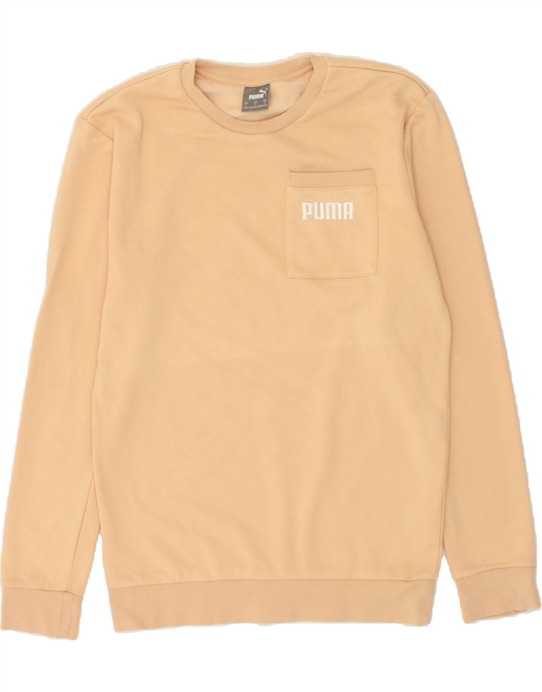 PUMA Womens Oversized Graphic Sweatshirt Jumper UK 10 Small Beige Cotton Vintage Puma and Second-Hand Puma from Messina Hembry 