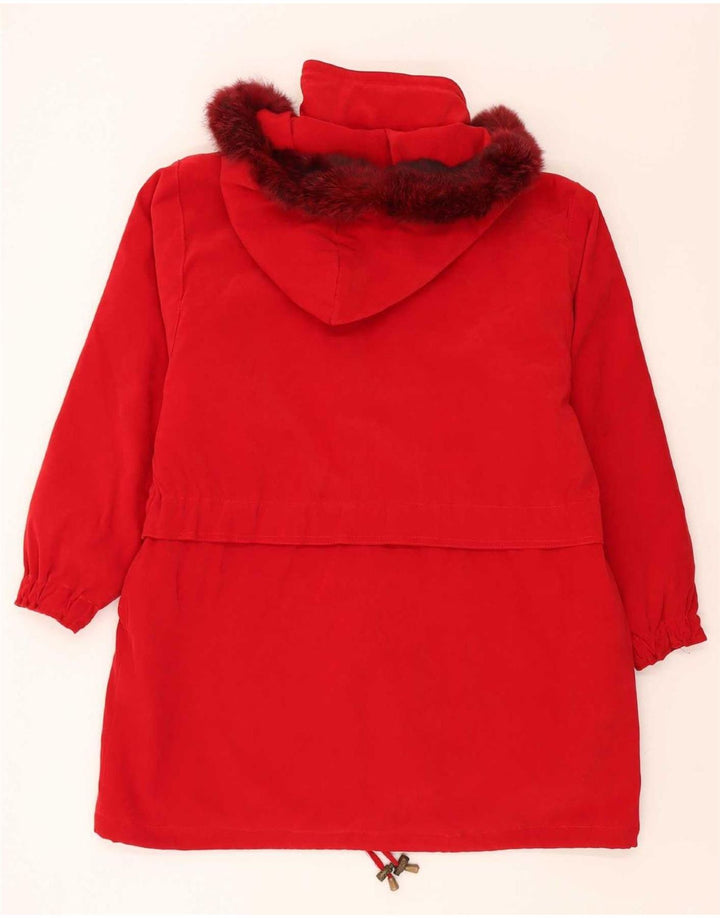 Винтажная женская оверсайз-парка с капюшоном, Великобритания, 18 XL, красный полиэстер