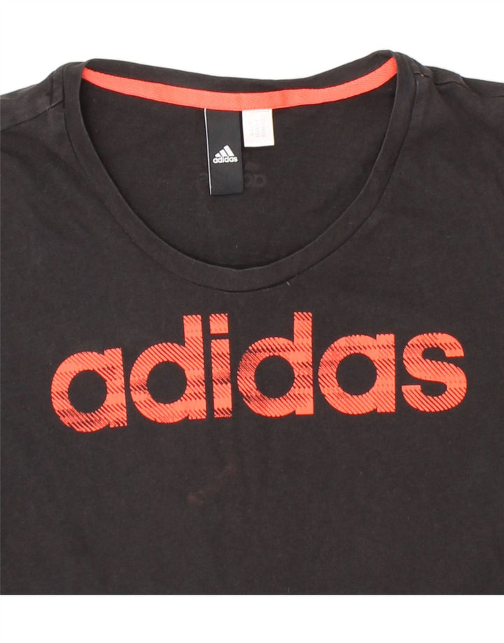 ADIDAS Womens Graphic T-Shirt Top UK 14 Medium Black Vintage Adidas and Second-Hand Adidas from Messina Hembry 