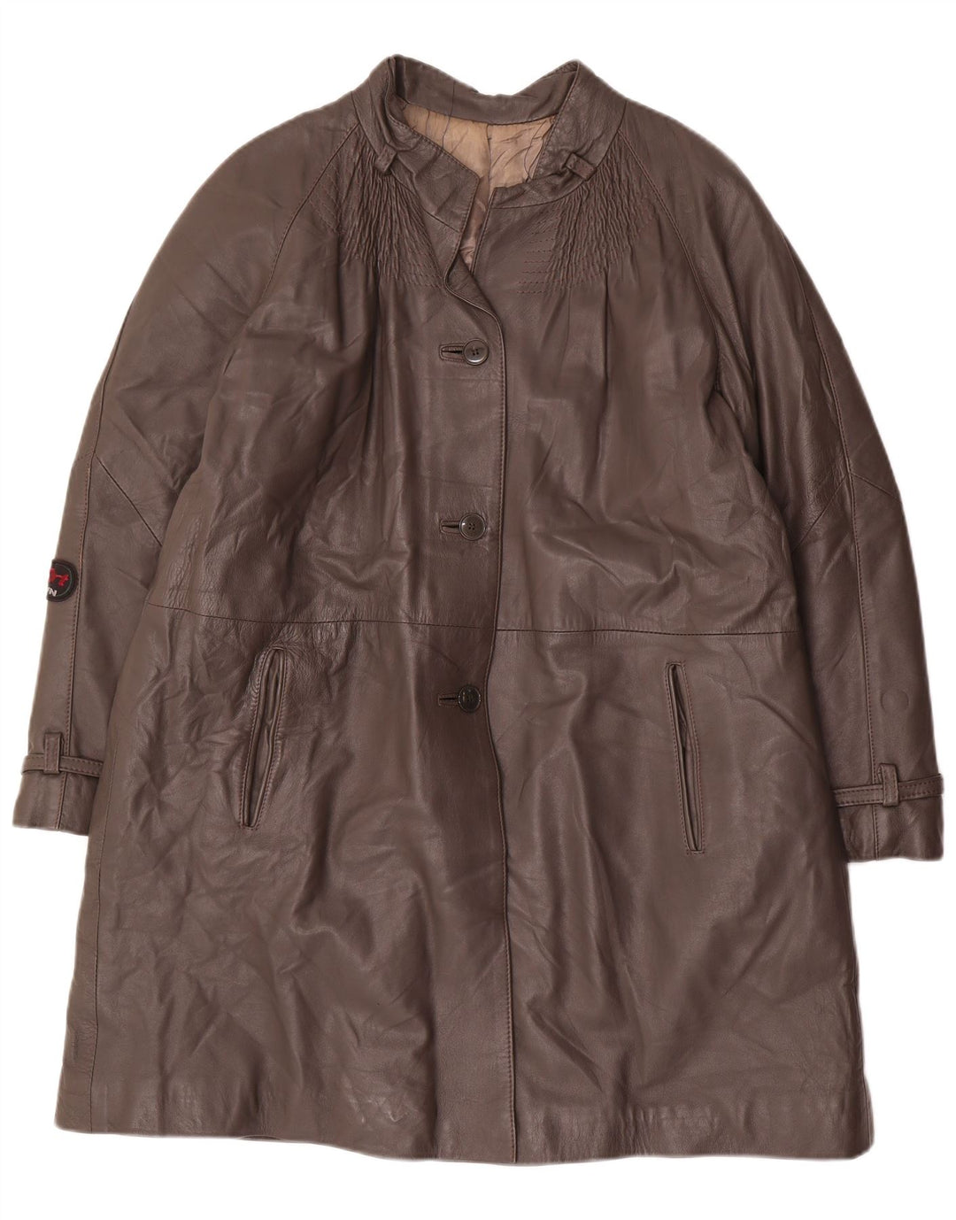 Винтажное женское кожаное пальто IT 48 XL Серое