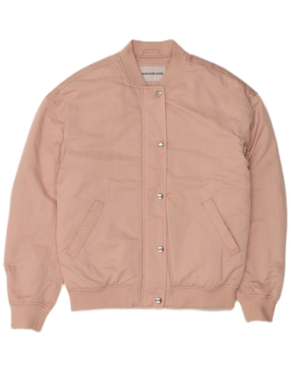 CALVIN KLEIN JEANS Женский бомбер оверсайз UK 10 маленький розовый