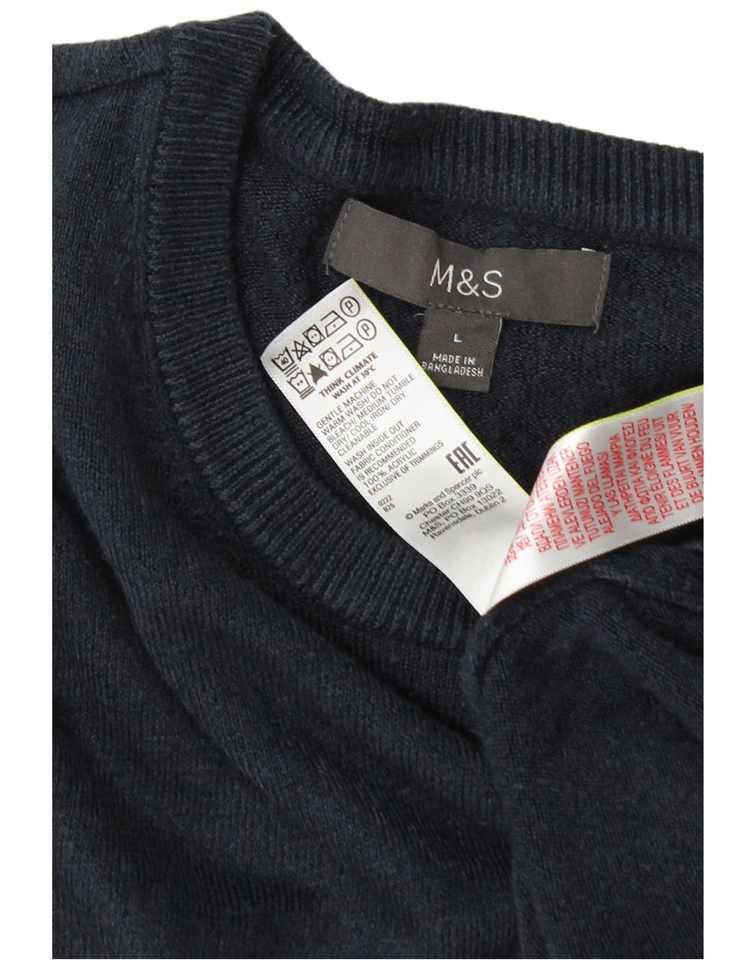 Мужской джемпер с круглым вырезом Marks & Spencer, большой темно-синий акрил