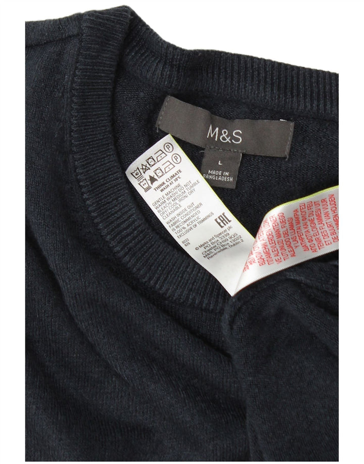 Мужской джемпер с круглым вырезом Marks & Spencer, большой темно-синий акрил