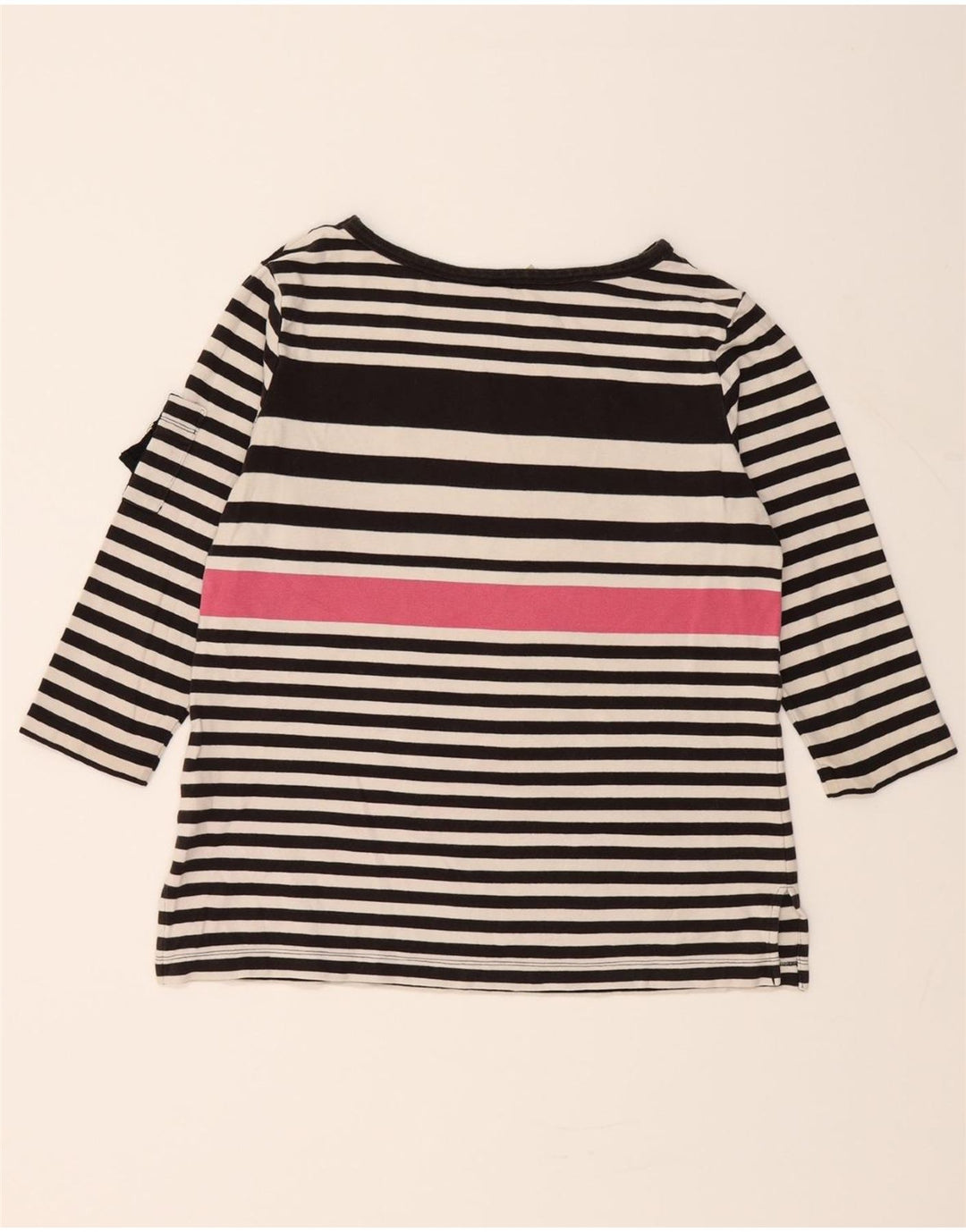 WHITE STAG Womens Top 3/4 Sleeve UK 14 Medium Black Striped Cotton Vintage White Stag and Second-Hand White Stag from Messina Hembry 