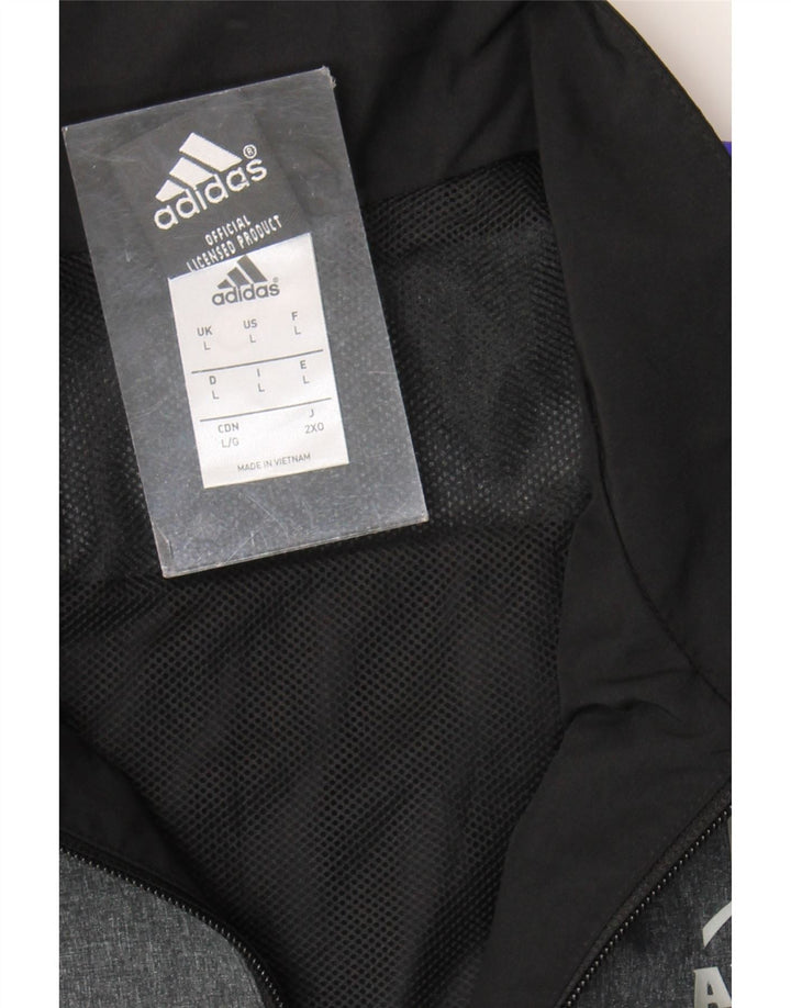 Adidas Mens All Blacks Графический спортивный костюм Верхняя куртка Большая черная цветная блокировка