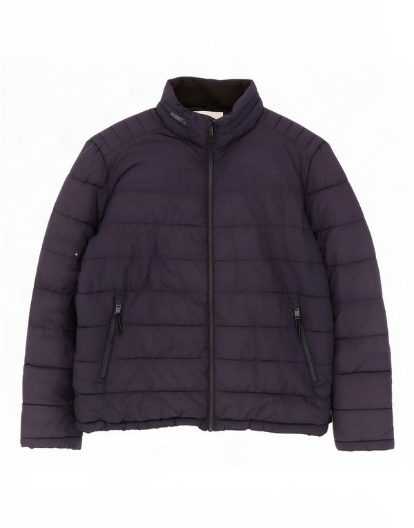 Мужская стеганая куртка с капюшоном Zara UK 42 XL темно-синяя