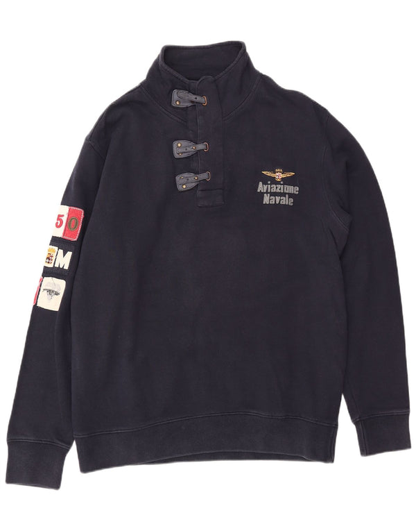 Мужской свитер с рисунком на пуговицах Aviazione Navale, джемпер 3XL, темно-синий