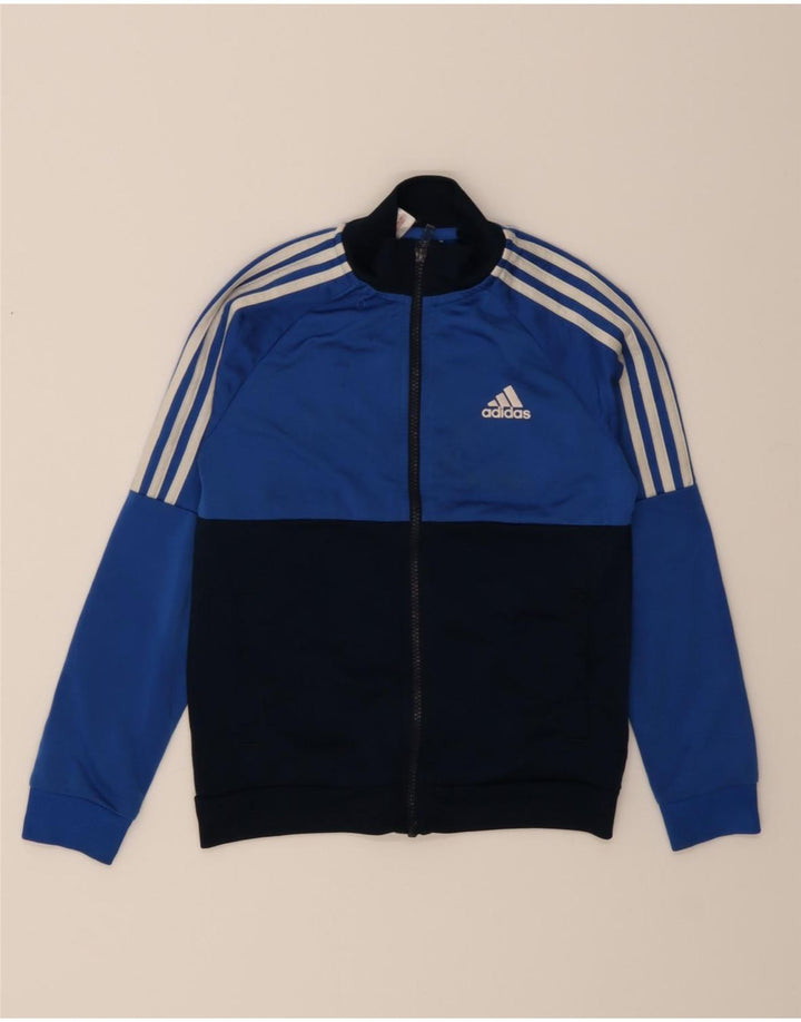 ADIDAS Boys Tracksuit Top Jacket 9-10 Years Blue Colourblock Polyester Vintage Adidas and Second-Hand Adidas from Messina Hembry 