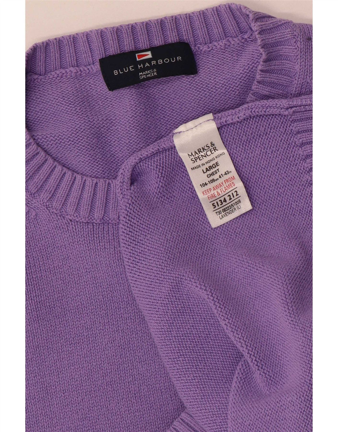 Мужской синий свитер с круглым вырезом Marks & Spencer, большой фиолетовый