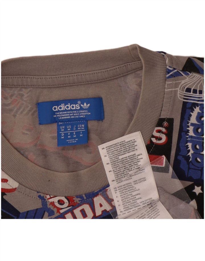 Adidas Мужская футболка с рисунком Верх среднего серого цвета из хлопка