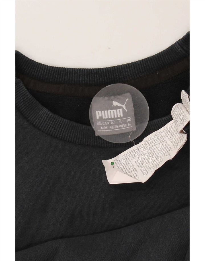 Мужской свитшот с рисунком Puma, хлопковый джемпер среднего размера, черный