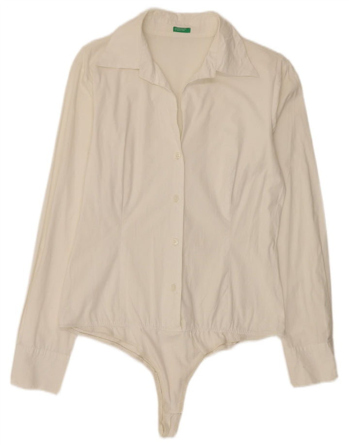 Женское боди-рубашка Benetton UK 14 Medium Off White