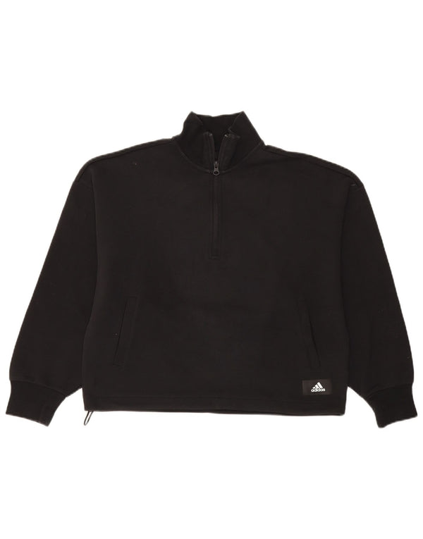Женский укороченный свитер с воротником на молнии Adidas Oversized UK 8/10, маленький черный
