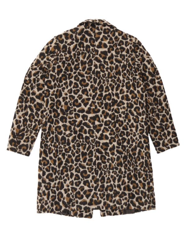 Женское пальто оверсайз Topshop UK 10, маленькое коричневое полиэстер с животным принтом