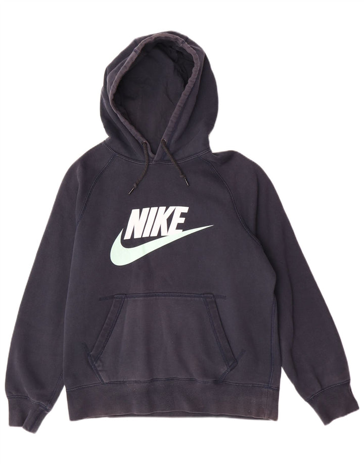 Мужской джемпер с капюшоном с графическим рисунком Nike, средний темно-синий, хлопковый