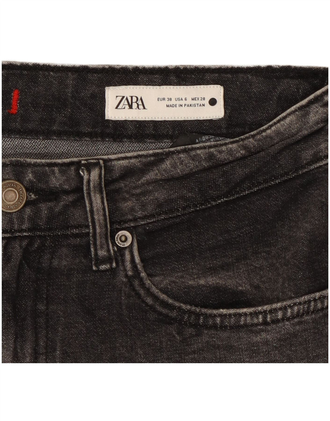 Женские прямые джинсы ZARA EU 38, маленькие W28 L26, черные