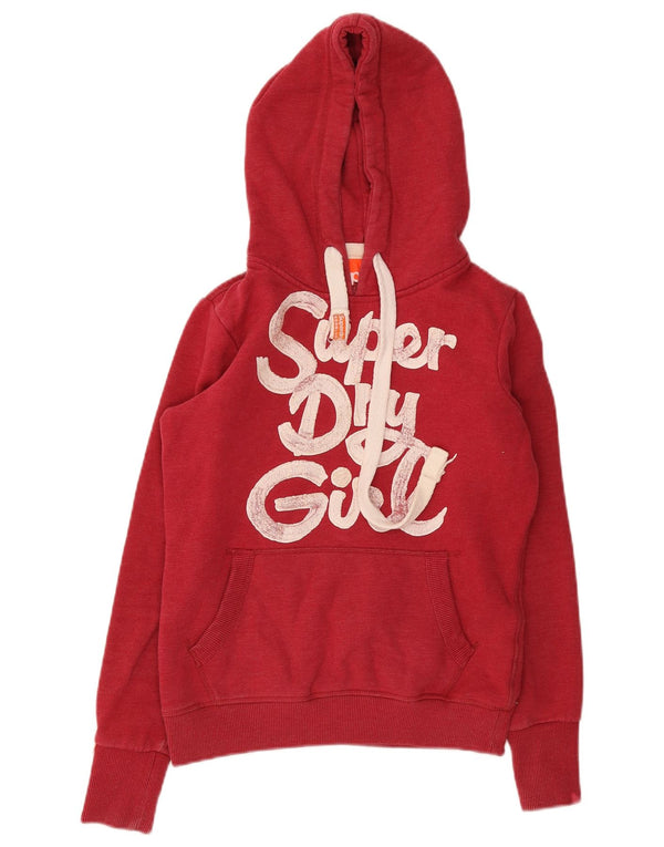 Женский джемпер с капюшоном Superdry UK 10, маленький красный хлопок