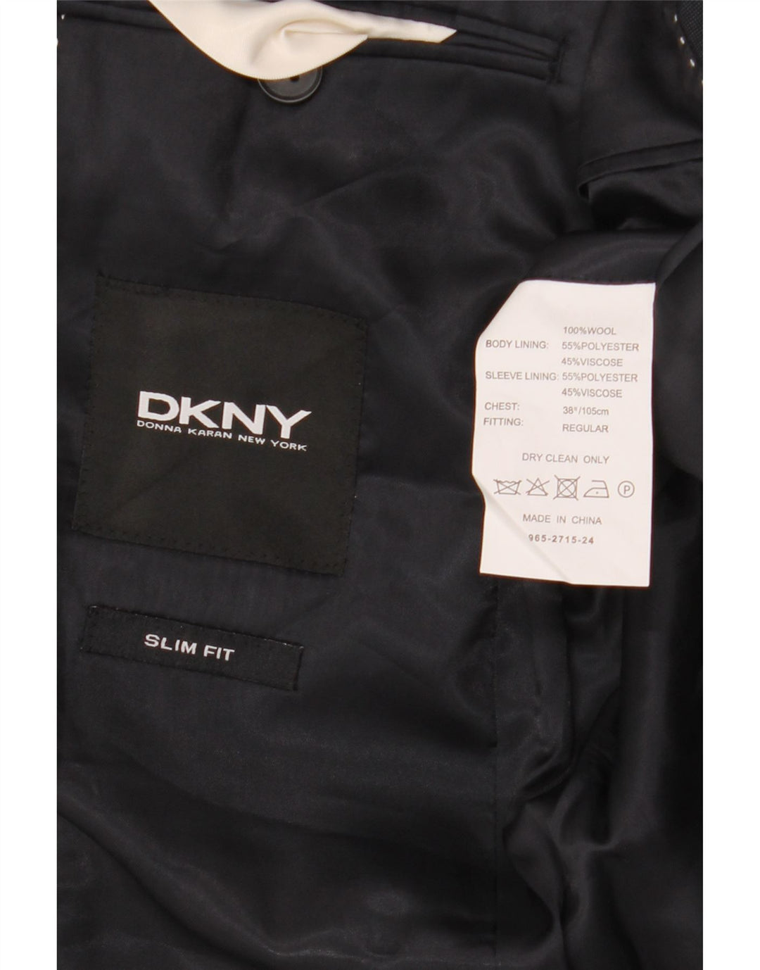 Мужской приталенный пиджак Dkny с 2 пуговицами, Великобритания 38, средний темно-синий, шерстяной