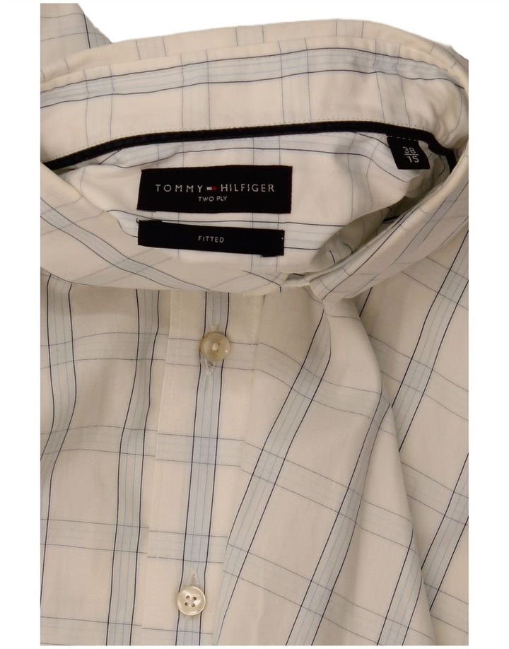 TOMMY HILFIGER Мужская приталенная рубашка, размер 38 15, средняя, белая клетка
