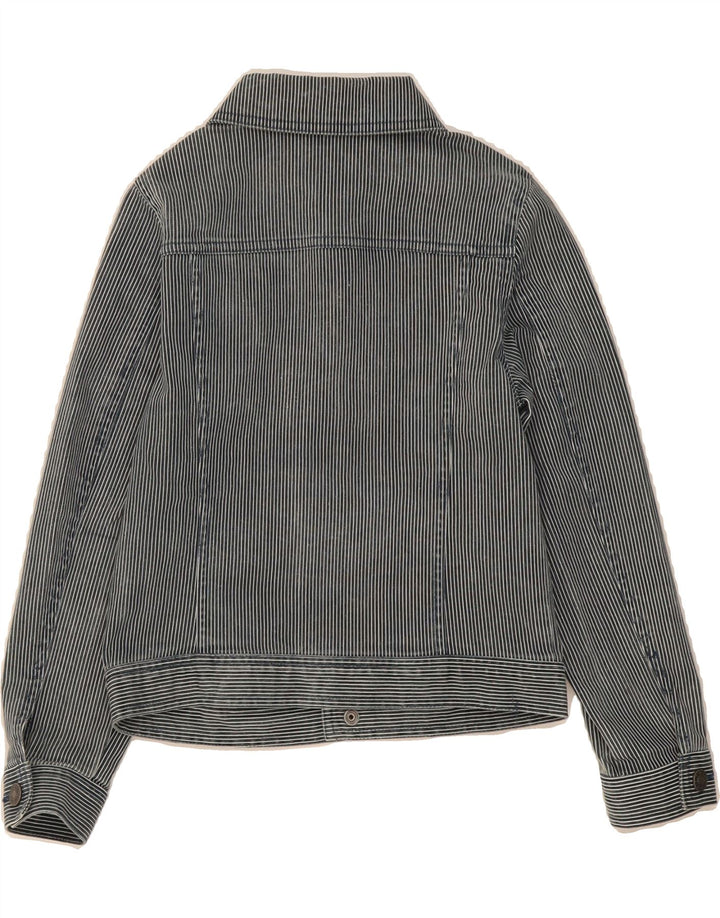 BENETTON Boys Denim Jacket 7-8 Years Medium Grey Pinstripe Cotton Vintage Benetton and Second-Hand Benetton from Messina Hembry 