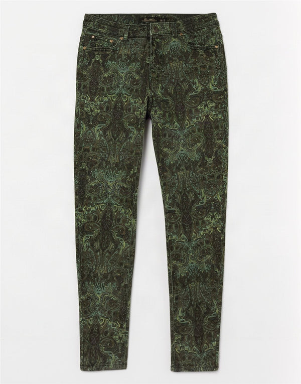 Женские повседневные брюки скинни Zara EU 36 XS W26 L28 Зеленые Пейсли