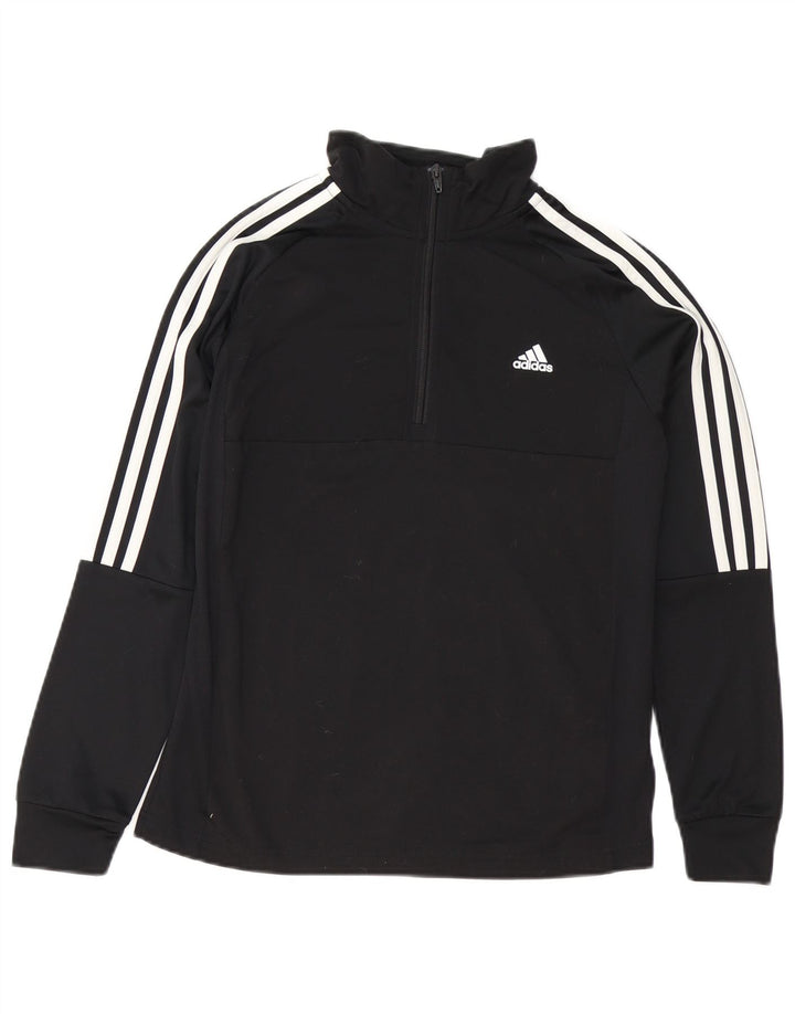 Пуловер с воротником на молнии Adidas для мальчиков Aeroready, черный спортивный костюм 13–14 лет