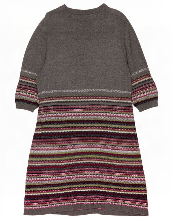 Женское платье-джемпер с рукавом 3/4 Marks & Spencer, Великобритания, 22, 3XL, серое, с жаккардовым узором