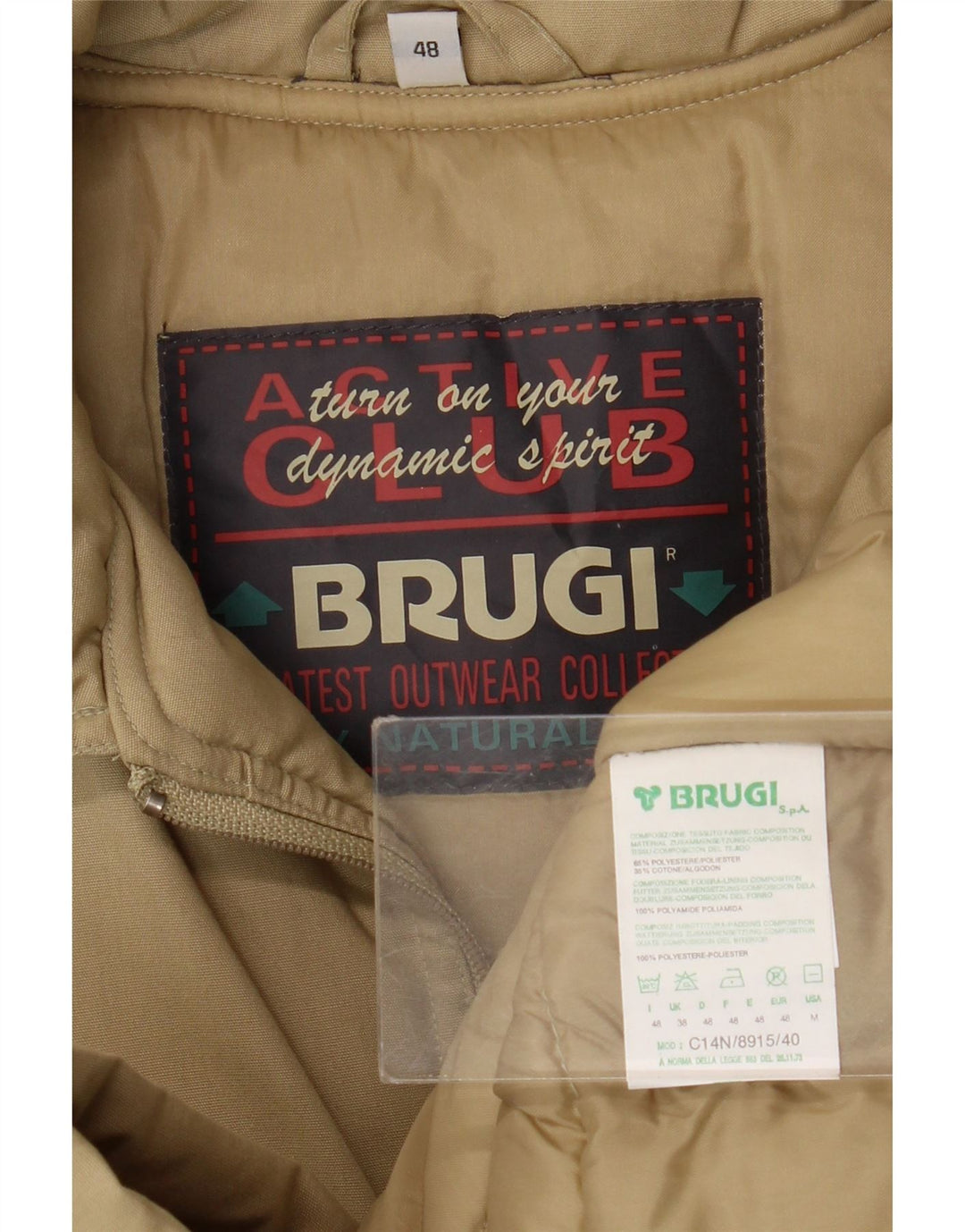Мужское стеганое пальто Brugi IT 48 Medium Beige Polyester