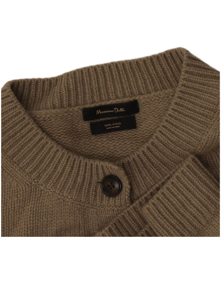 Женский укороченный кардиган Massimo Dutti UK 14, шерсть среднего цвета хаки