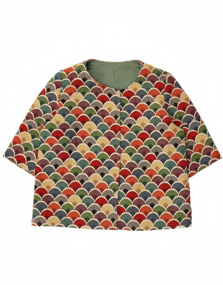 Винтажный женский пиджак с рукавом 3/4, Великобритания, 12, средний, разноцветный