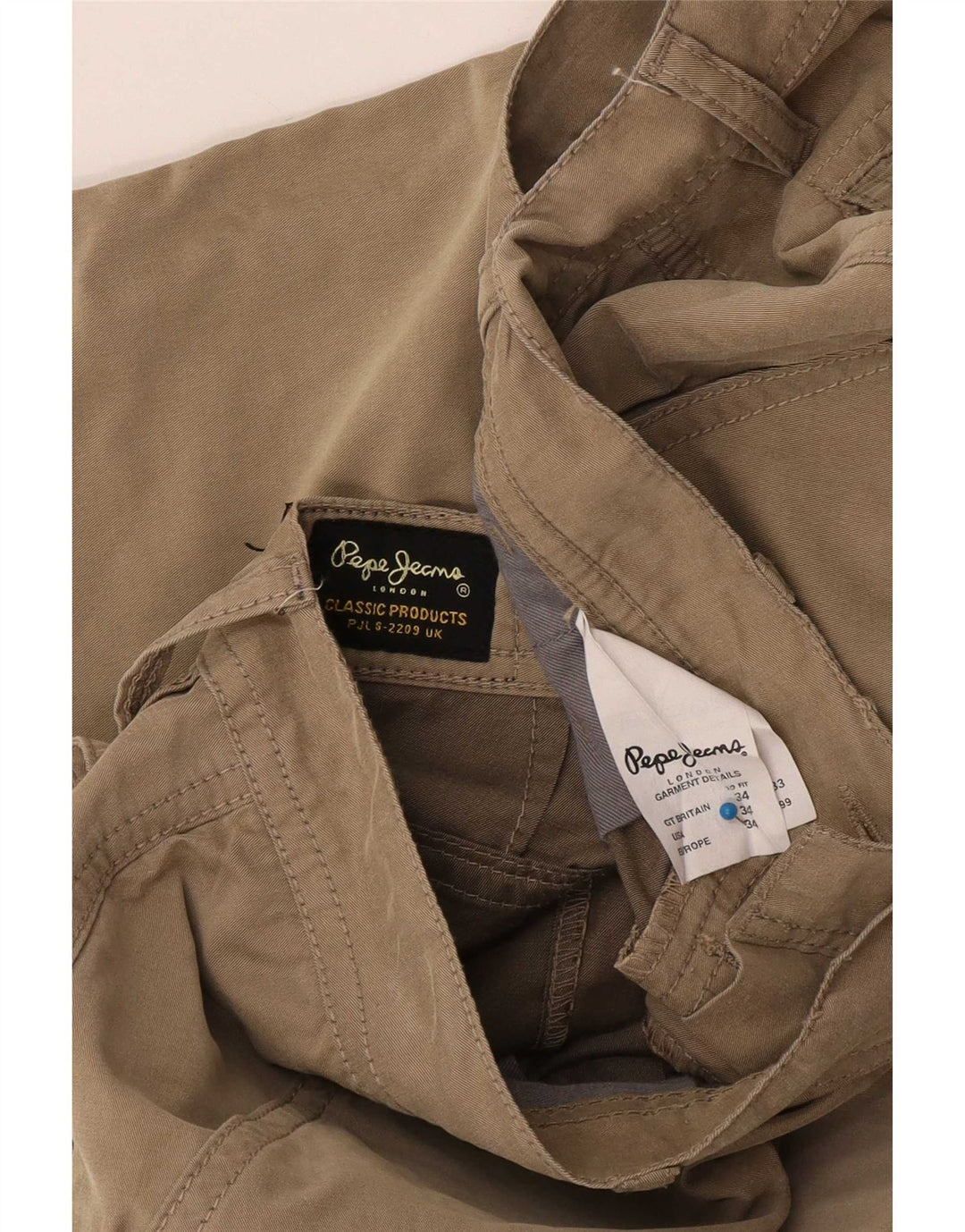 PEPE Jeans Мужские шорты-бермуды-карго W34, большие, бежевые, хлопковые