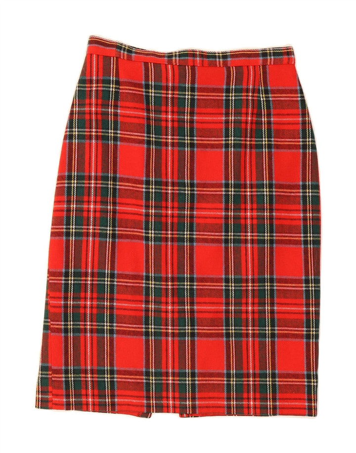 VINTAGE Womens Pencil Skirt W27 Small Red Plaid Vintage Vintage and Second-Hand Vintage from Messina Hembry 
