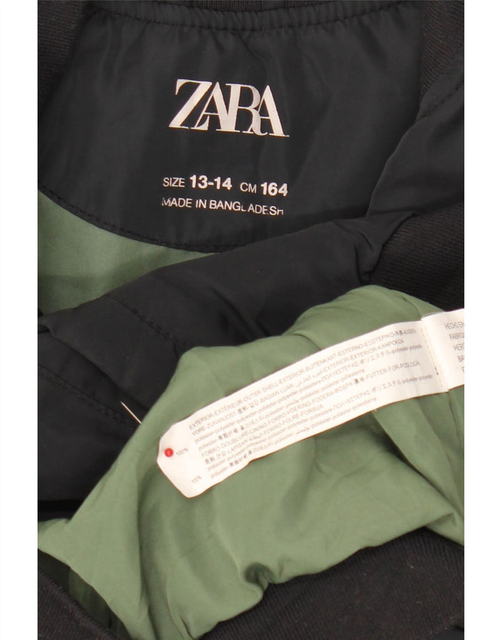 Куртка-бомбер Zara для мальчиков 13-14 лет, черный полиэстер