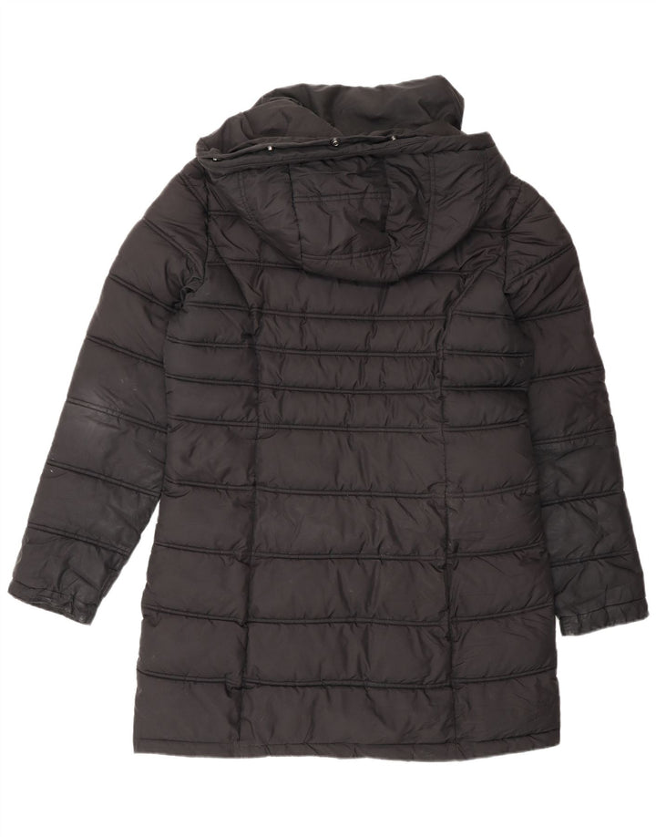 Женское стеганое пальто с капюшоном Superdry UK 12, средний черный полиэстер
