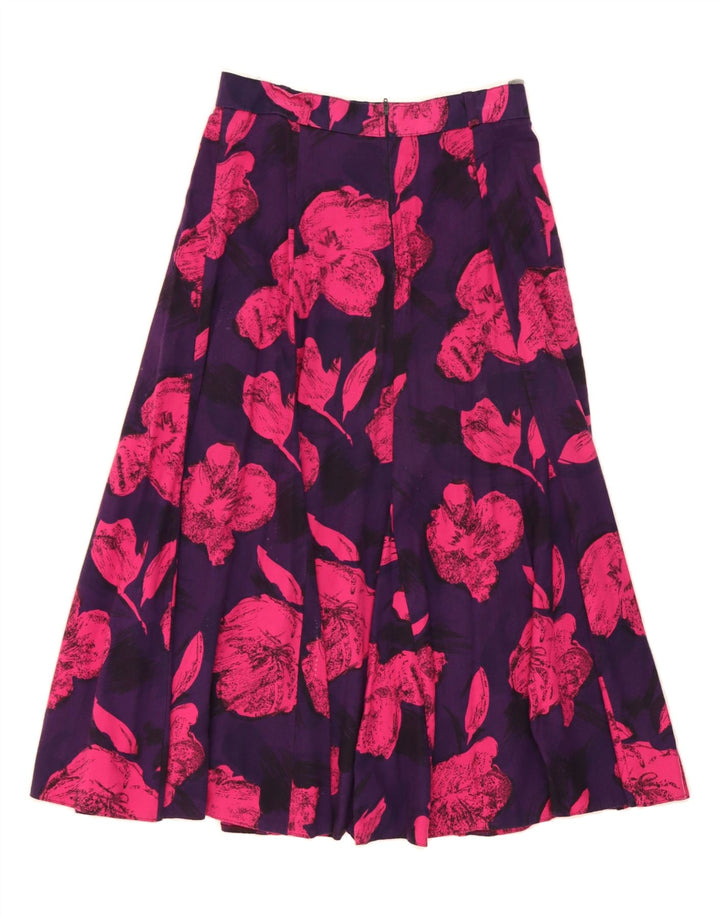 VINTAGE Womens Flared Skirt W28 Medium Purple Floral Vintage Vintage and Second-Hand Vintage from Messina Hembry 