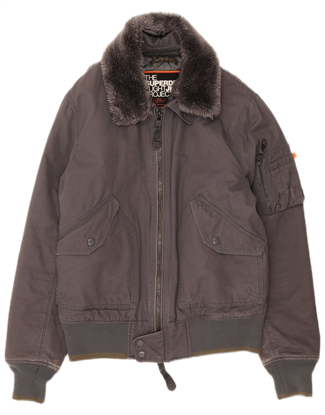 Женский бомбер Superdry UK 18 XL Серый хлопок