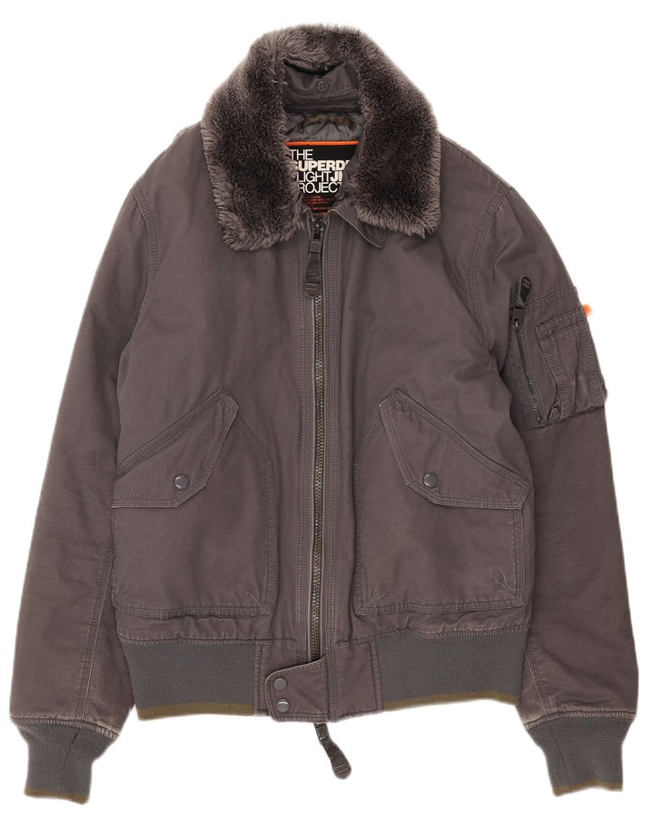 Женский бомбер Superdry UK 18 XL Серый хлопок