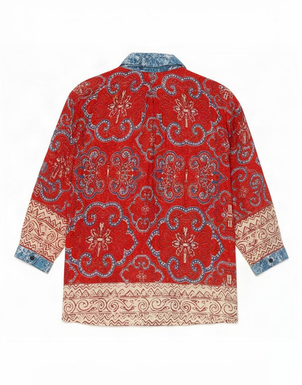 Женская блузка-рубашка свободного кроя Desigual UK 18 XL с красным цветочным принтом