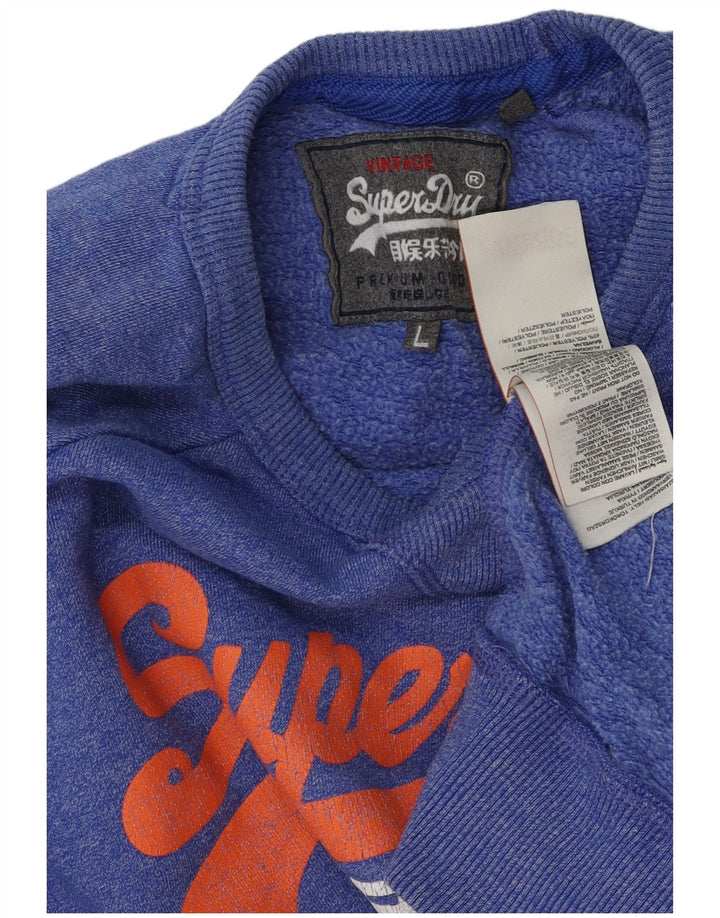 Мужской свитшот с рисунком Superdry, большой синий хлопковый джемпер