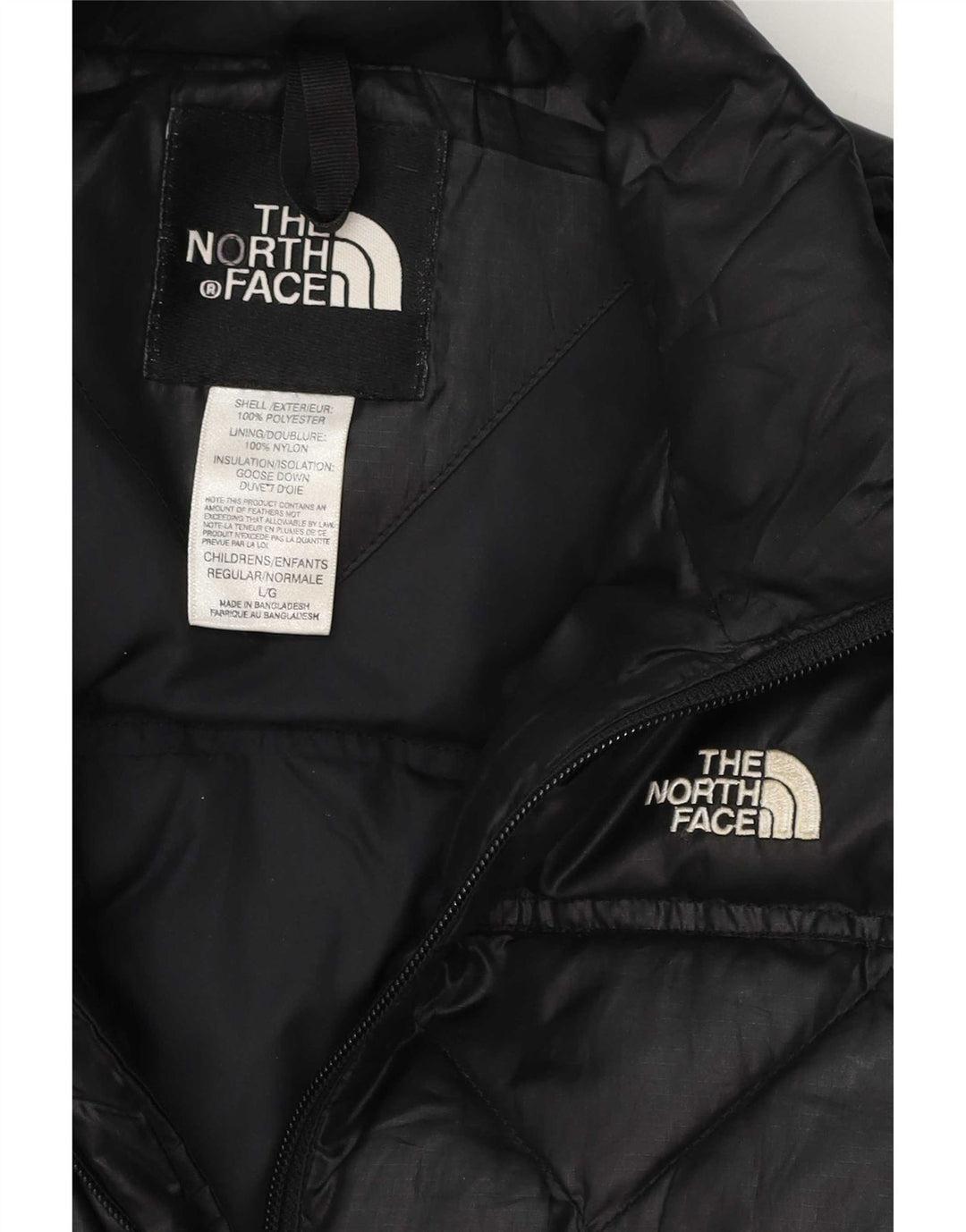 Стеганая куртка The North Face для девочек 11–12 лет, большая, черная, из полиэстера