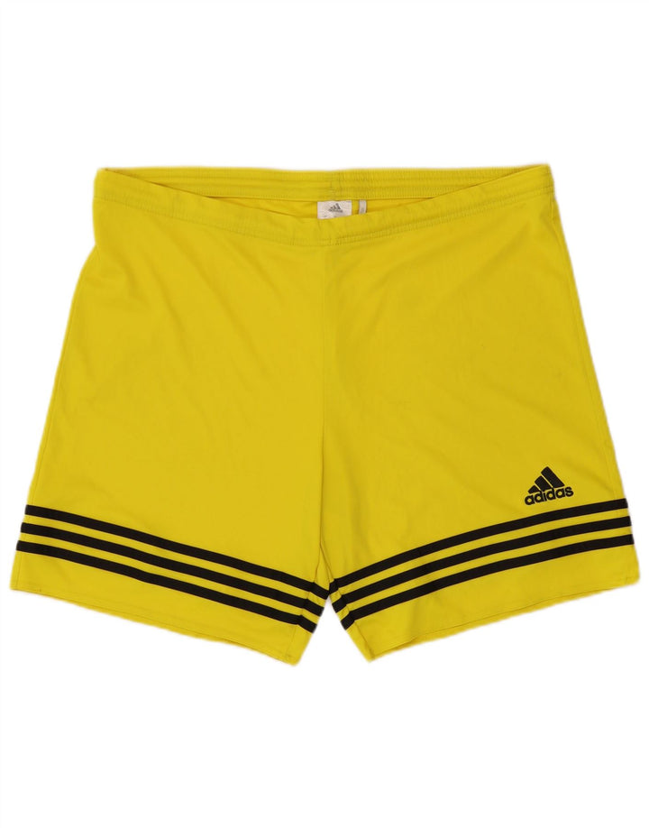 Мужские спортивные шорты Adidas из полиэстера с большой желтой полоской