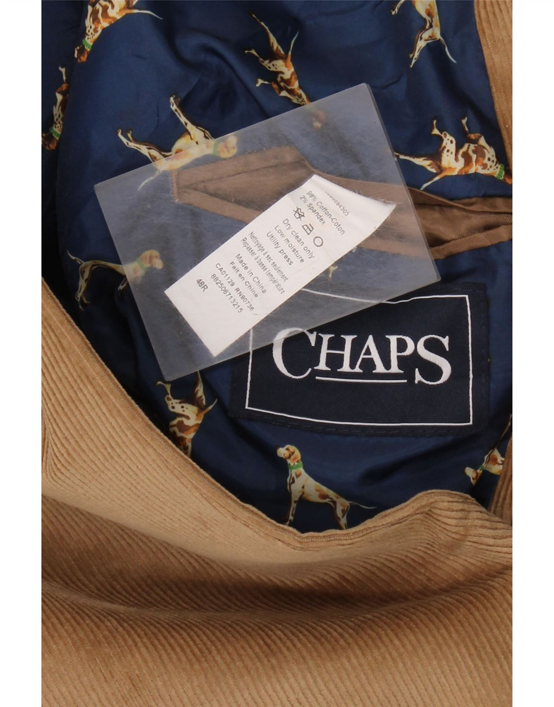 Мужской вельветовый пиджак CHAPS на 2 пуговицах, Великобритания 48 4XL, коричневый хлопок