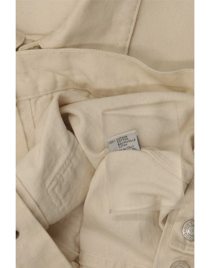 Винтажная женская джинсовая куртка UK 20 2XL из белого хлопка